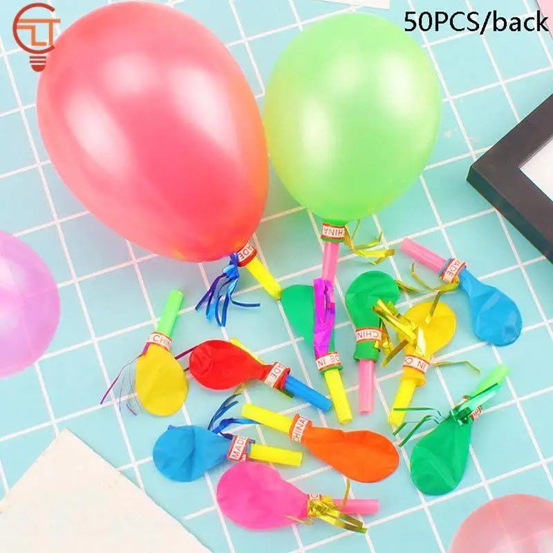 

50PCS Colorful Blowouts Whistle Blowing Dragon With Balloon For Kids Birthday Party Favors Decoration Children Toys Supplies