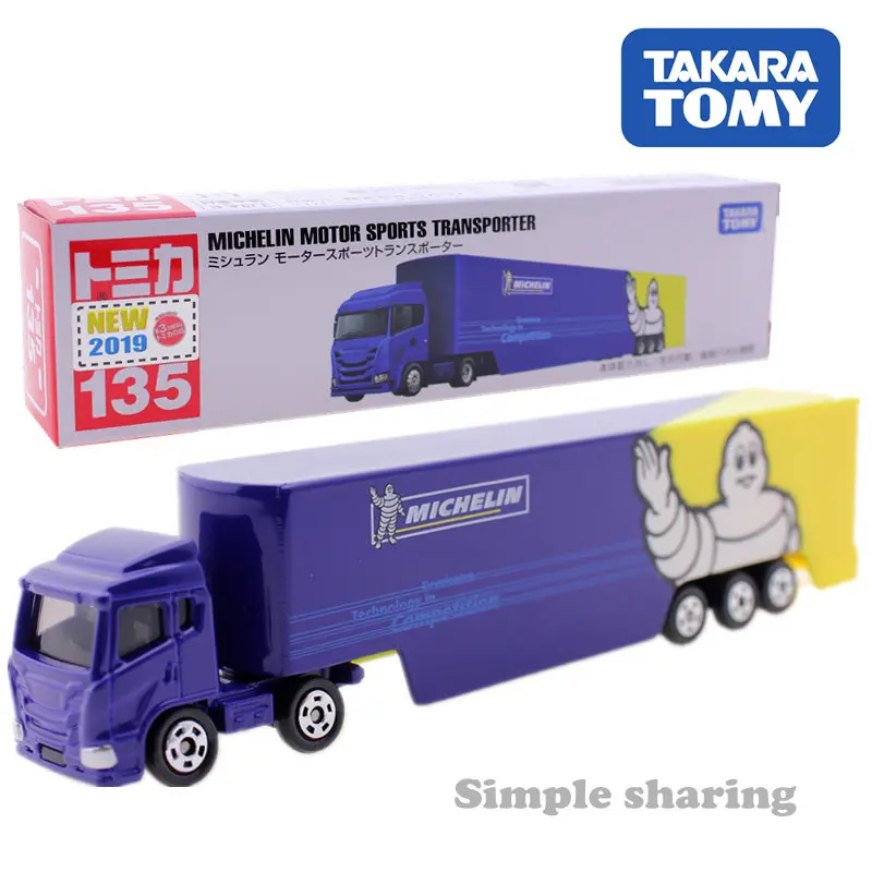 

Takara Tomy Long Type Tomica No.135 Michelin Motor Sports Transporter Model Kit Truck Mould Diecast Miniature Car Toy