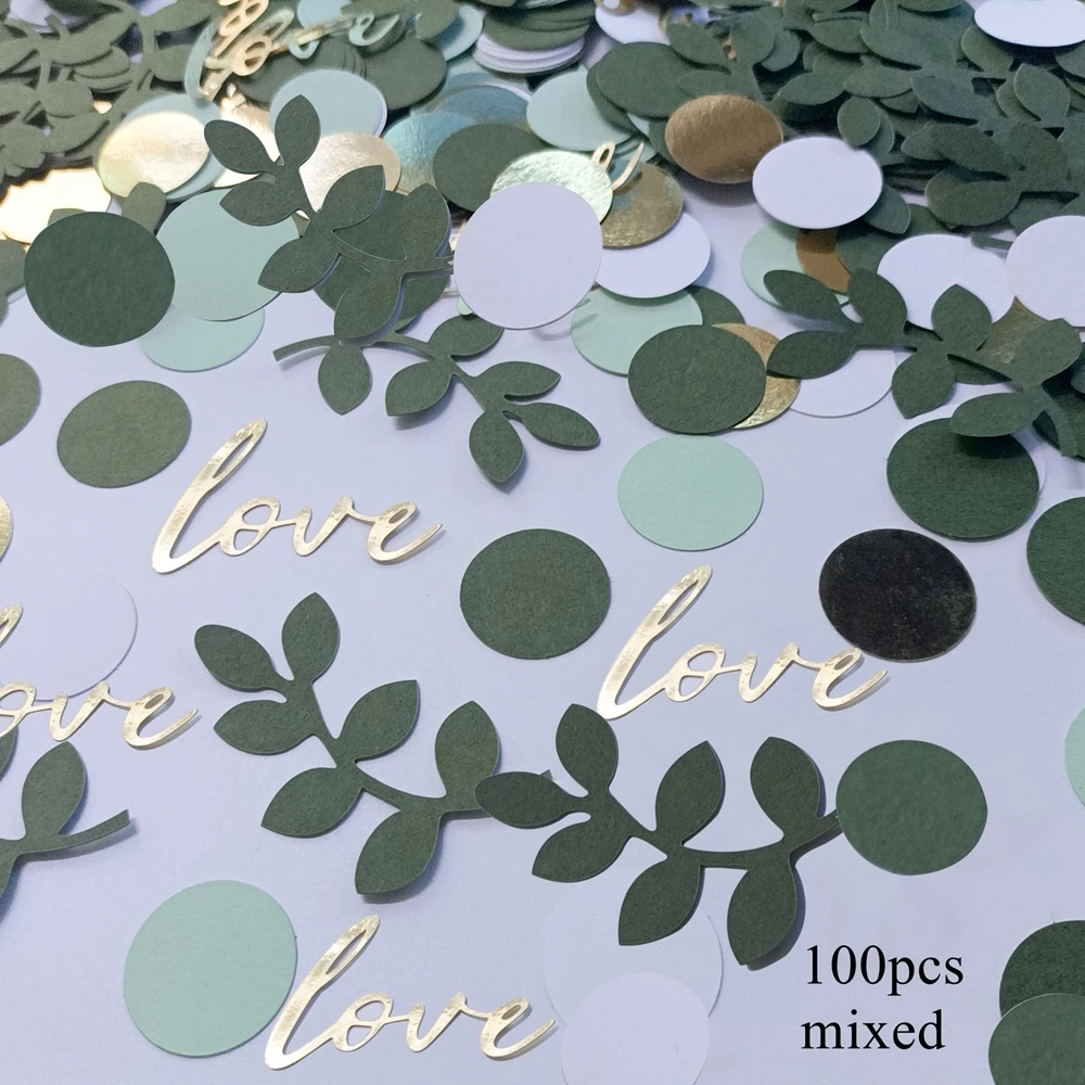 

Зелёное бумажное конфетти с листьями шалфея 100 шт.