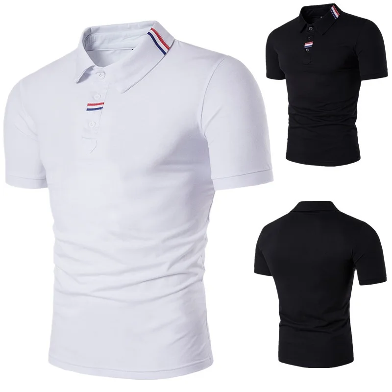 

Tide Brand Polo Shirt Men's Simple Style Webbing Embellishment Fashion Shirt Lapel Short-sleeved Quick-drying Breathable T-shirt