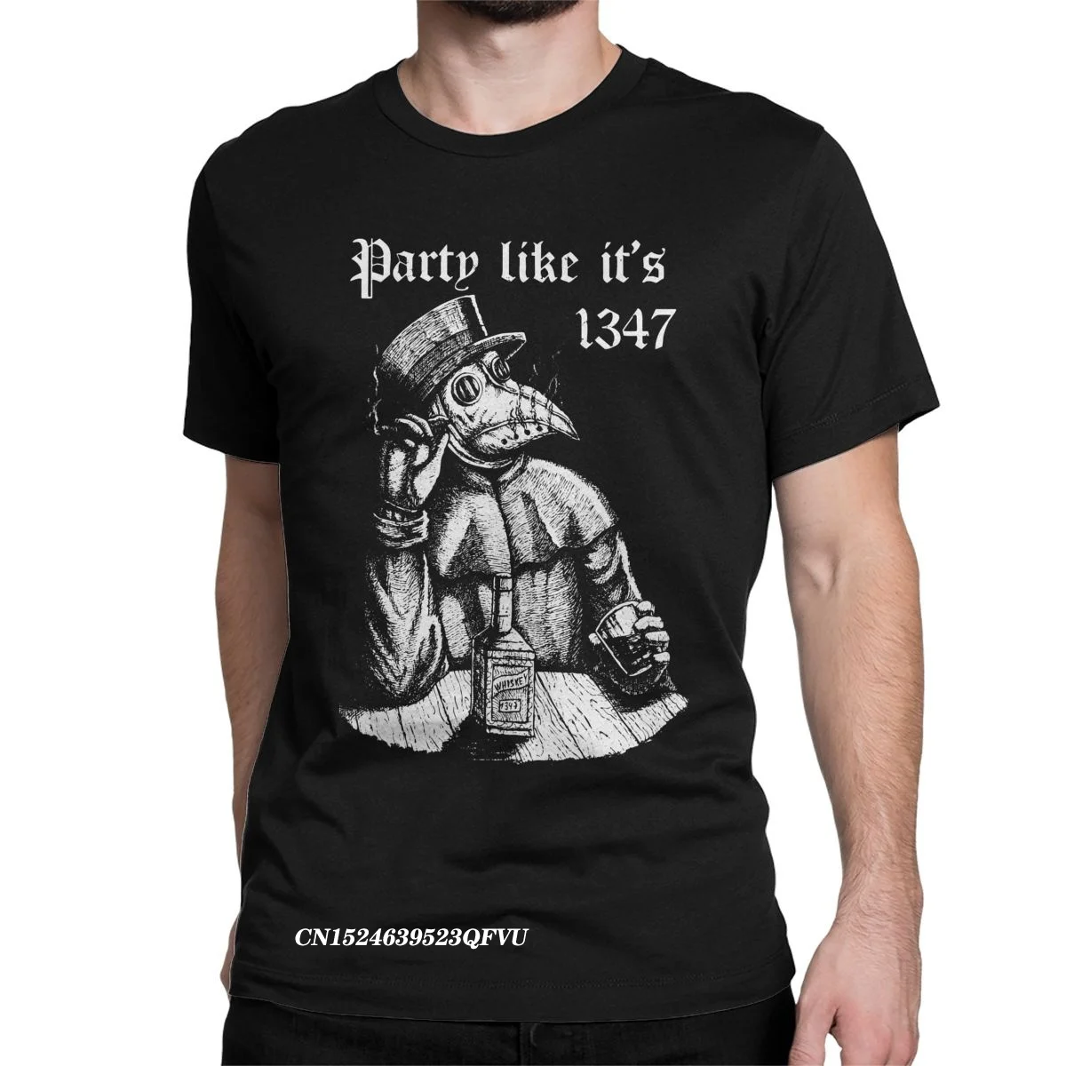 

Party Like It's 1347 Vintage Plague Doctor Men's Tshirt Medieval Horror Funny Tee Shirt T-Shirts Cotton Clothes