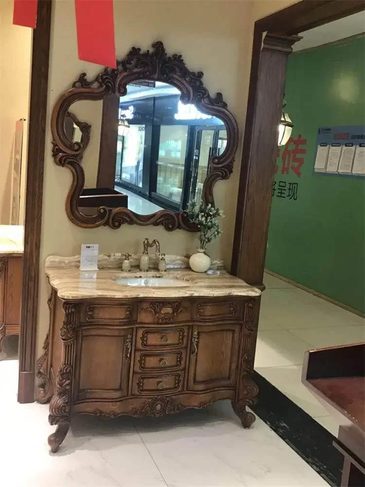 Дубовый шкаф в европейском стиле для ванной комнаты скандинавский и