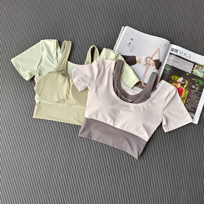Новинка спортивные рубашки для йоги женская одежда бега фитнеса пикантный топ с