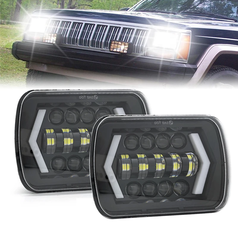 Водонепроницаемый светодиодный прожектор 2X7x6 дюймов 5X7 дюймов, фара ДХО ближнего и дальнего света с указателем поворота для Jeep Cherokee XJ, автомобильный Световой Аксессуар