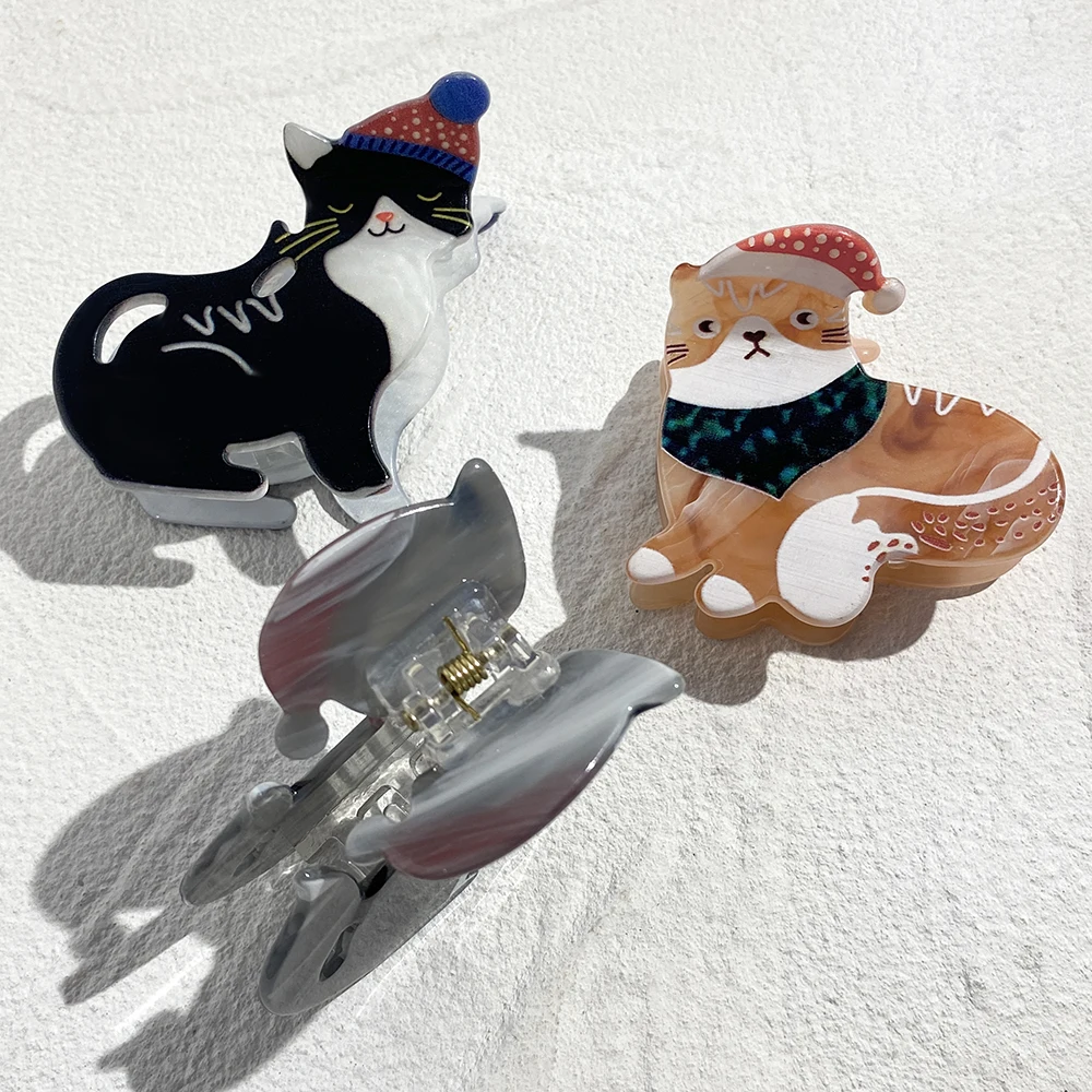 AENSOA Рождественская заколка для волос с уксусной кислотой и котенком милая