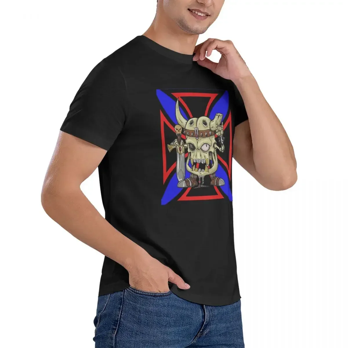 Мужская футболка с коротким рукавом и круглым вырезом из чистого хлопка