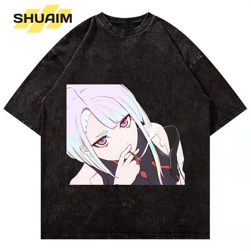 

Hip Hop Men Streetwear T-Shirt Retro Vintage Washed Harajuku Anime Graphic T Shirt Men Cotton Casual Short Sleeve Tshirt Tops