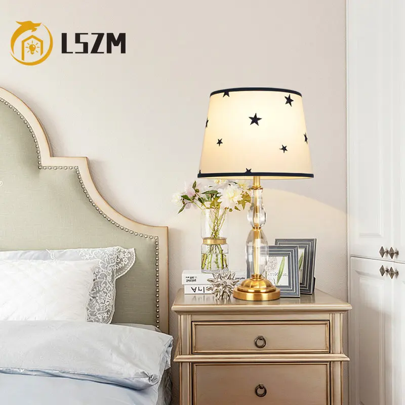 

American Simple Design Modern LED Desk Light Bedroom Bedside Crystal LED Table Lamp Creative Warm Living Room Hardware Lighting