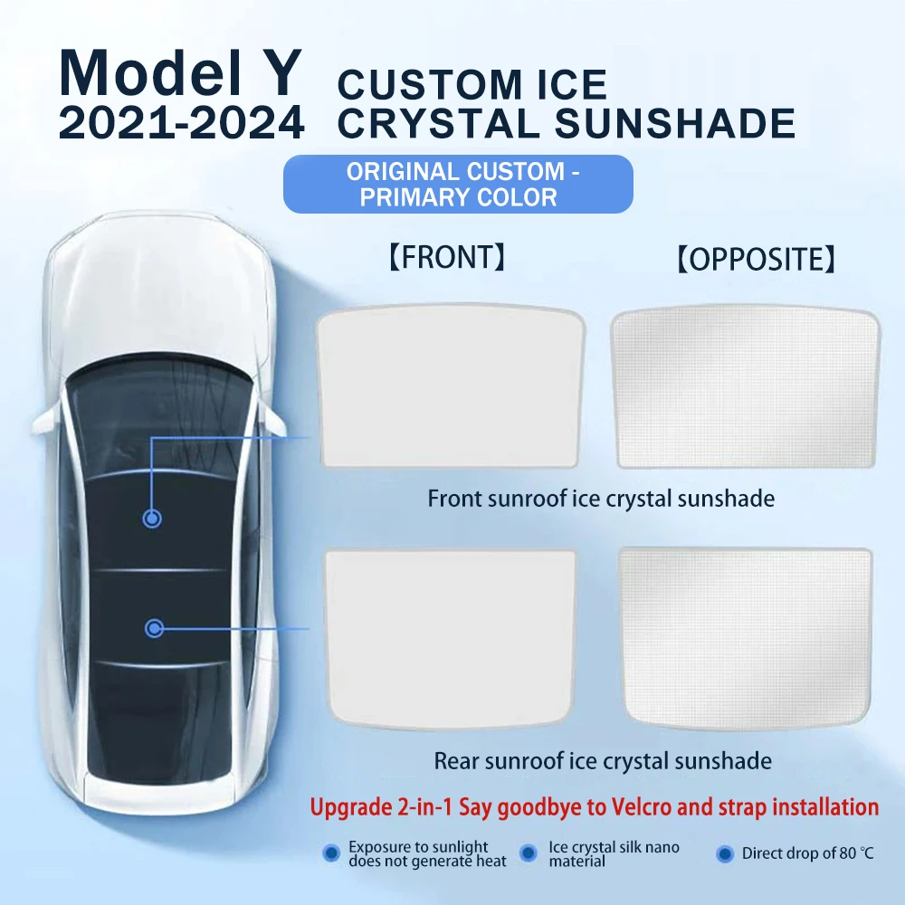 Для Tesla Model 3/Y Model 3 Highland Model Y Juniper 2025 ледяная ткань, пряжка, стеклянная крыша, солнцезащитный козырек автомобиля, передний и задний люк на крыше, прожектор