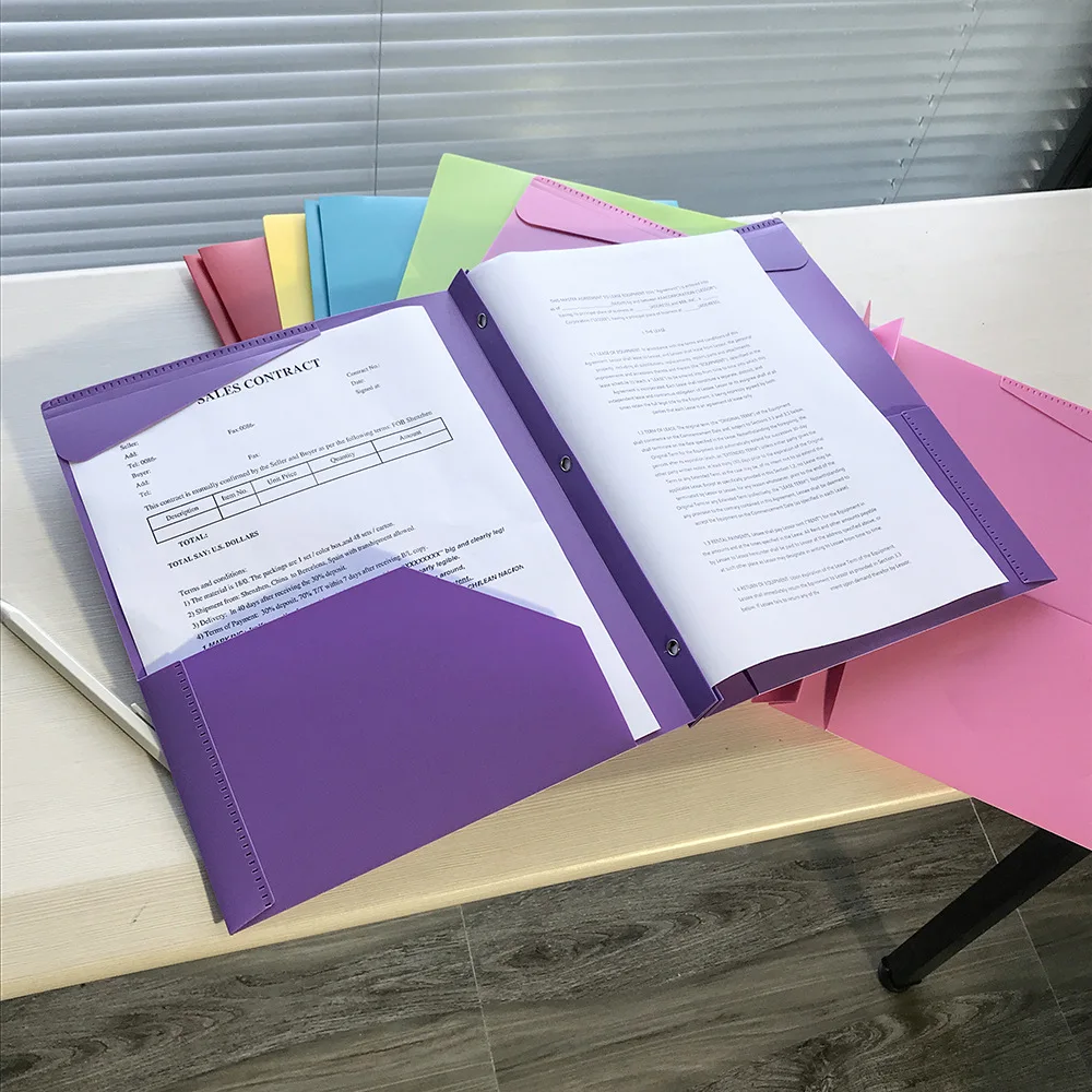 

6pcs 2 Pockets File Folders PP File Folders Letter Size Document Folder Office Project File Presentation Holder Assorted Color