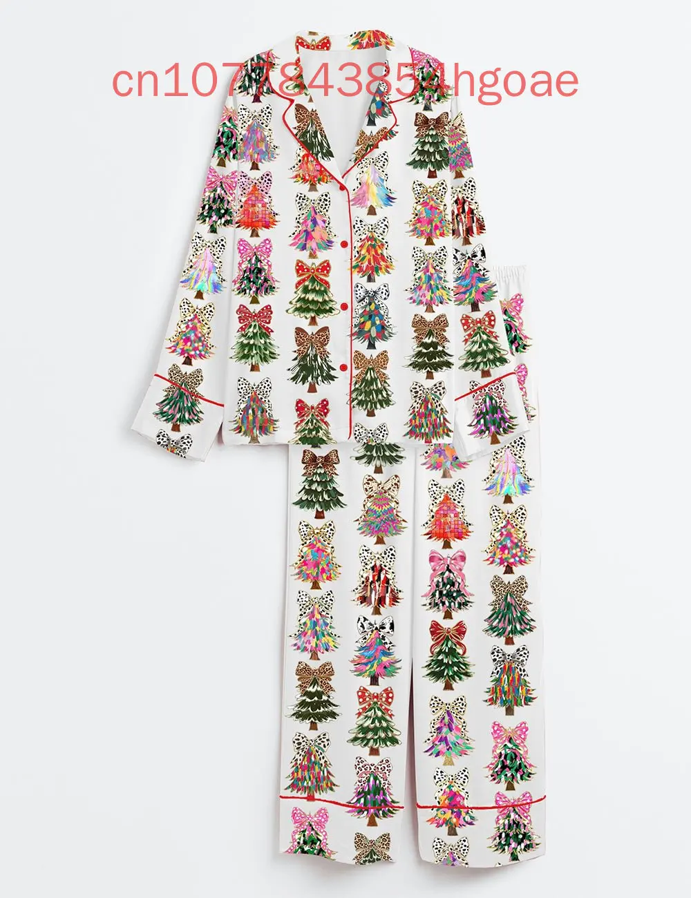 Новинка 2025 рождественский атласный пижамный комплект в стиле ретро повседневный