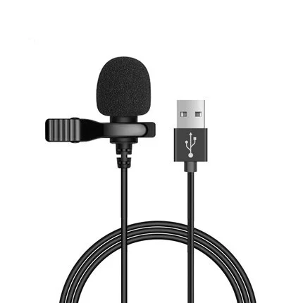 

Portable USB Mini Microphone 1.5m Lapel Lavalier Mic Clip-on External Buttonhole Microphones for Laptop computer Recording