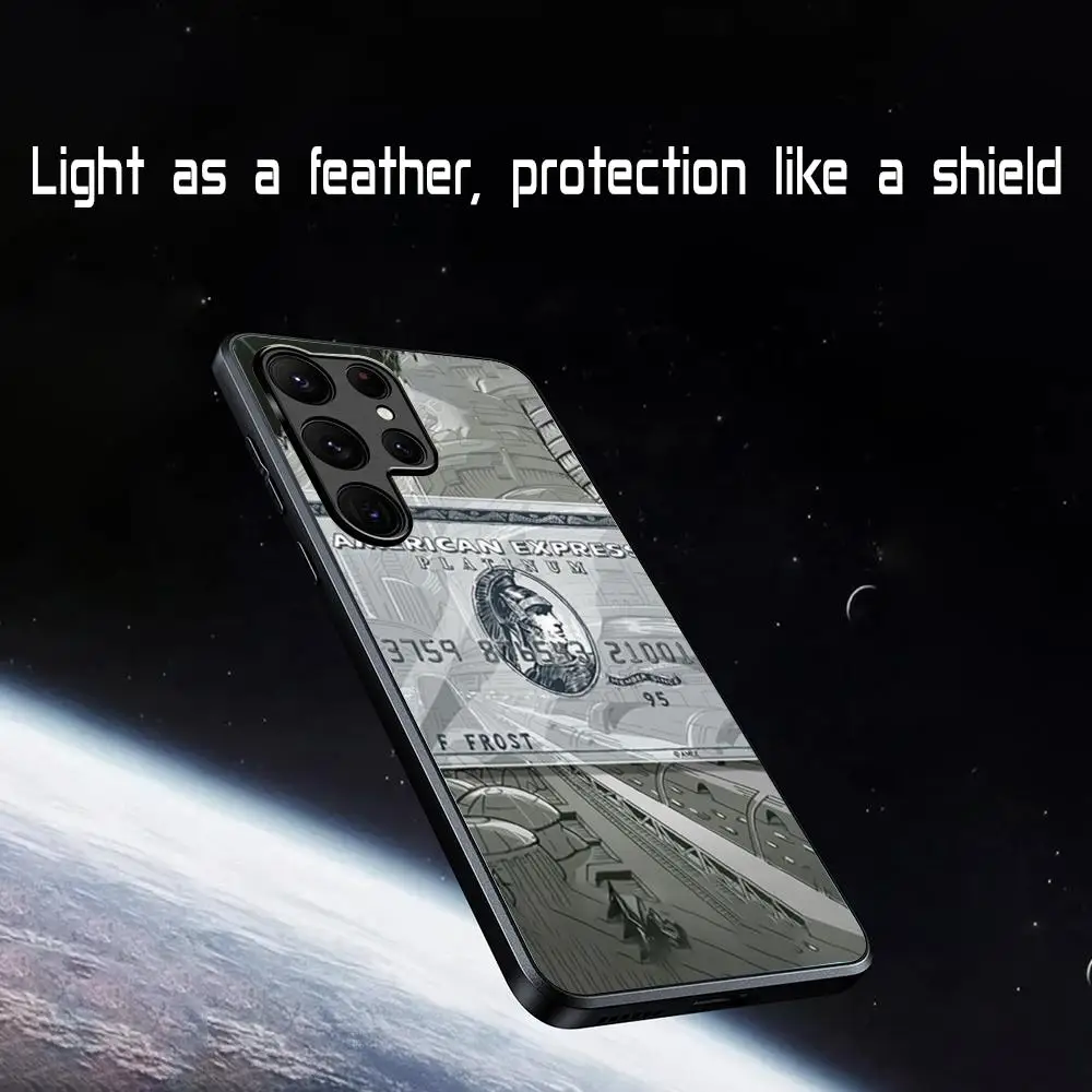 Черный чехол для телефона Amex с дизайном кредитной карты Samsung Galaxy S25 S24 S23 S22 S21 S20 Plus