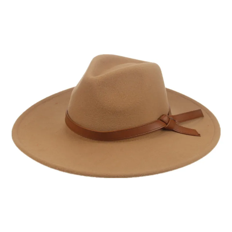 

Fedoras Hats Big Brim 9.5cm Solid Belt Band Women Hat Khaki Camel Black Jazz Caps Panama New Women Winter Hat Sombreros De Mujer