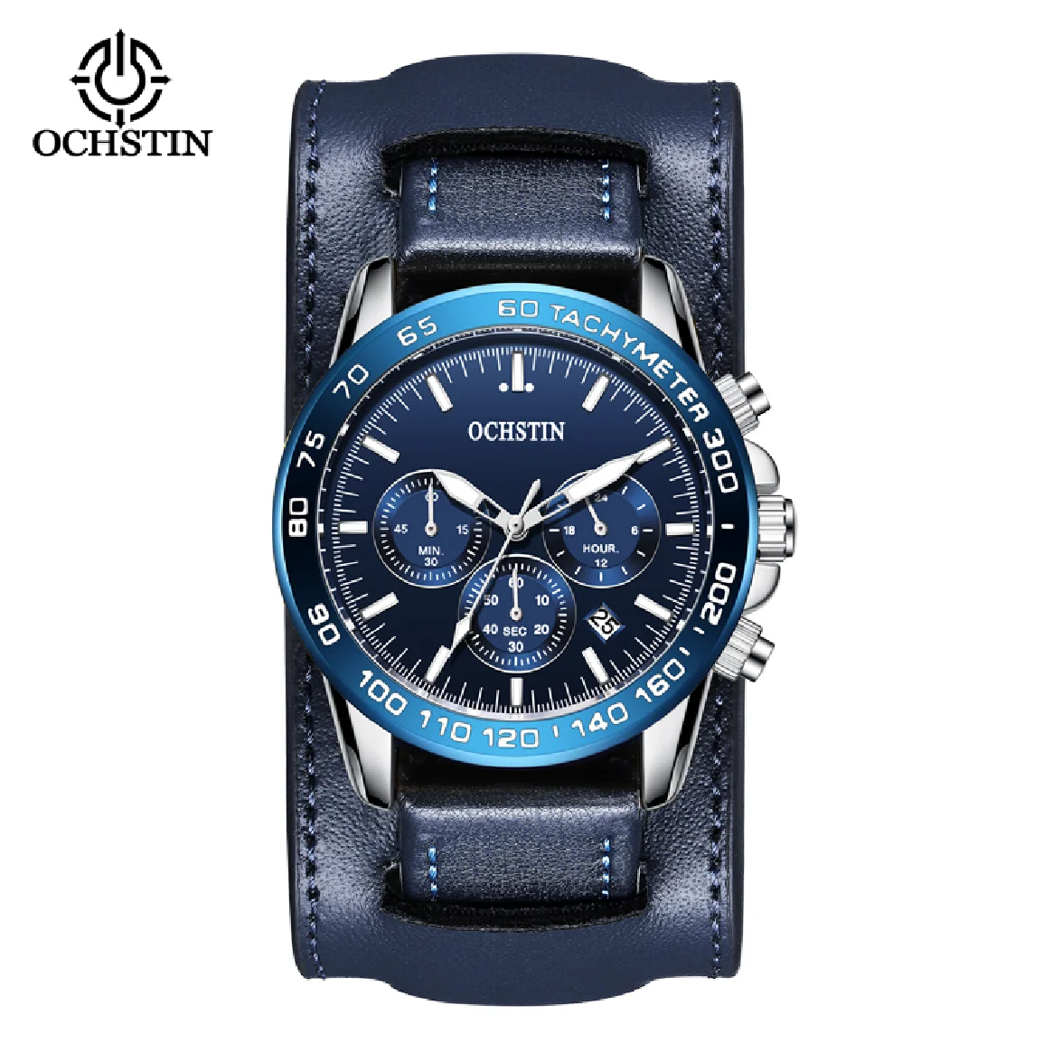 

OCHSTIN Luxury Brand Fashion Men Brown Quartz Wristwatches for Male Luminous Chronograph Dial Leather Clock Casual Sports Watch