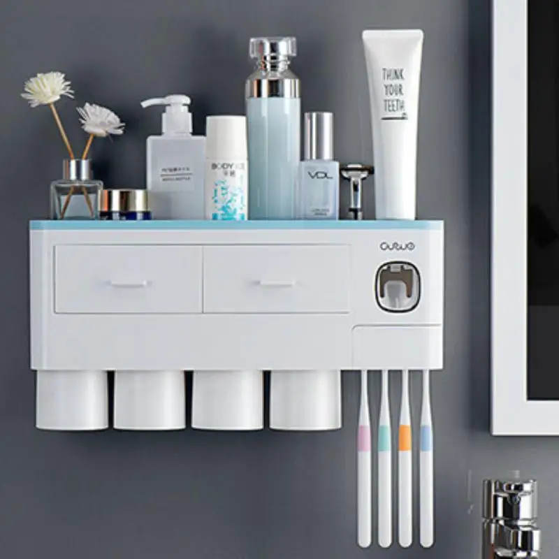 

Magnetic Adsorption Toothbrush Holder Automatic Toothpaste Squeezer Home Storage Shelves Wall-Mounted Home Bathroom Accessories