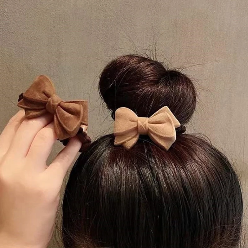 

Модные кофейные яркие галстуки в форме сердца зимние женские высокоэластичные резинки для конского хвоста для детей и подростков