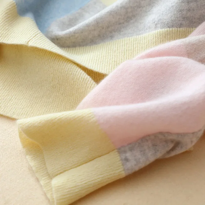 Aliaga европейские модные женские 100% кашемировые свитера лоскутный дизайн