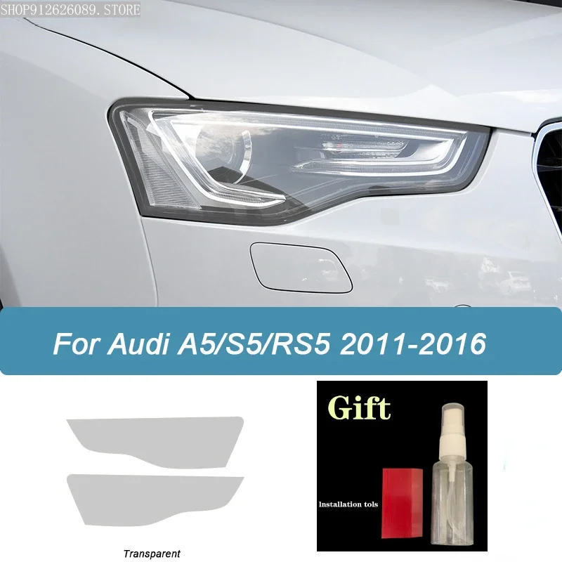 

2 Pcs Car Headlight Protective Film Smoked Black Tint Wrap Vinyl For Audi A5 S5 RS5 8T 8F 8W6 2011-On Transparent TPU Sticker