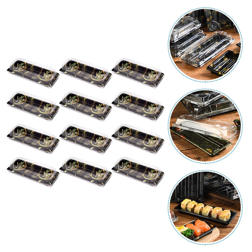 

20Pcs Disposable Sushi Take Out Box Printing Delicate Plastic Food Container
