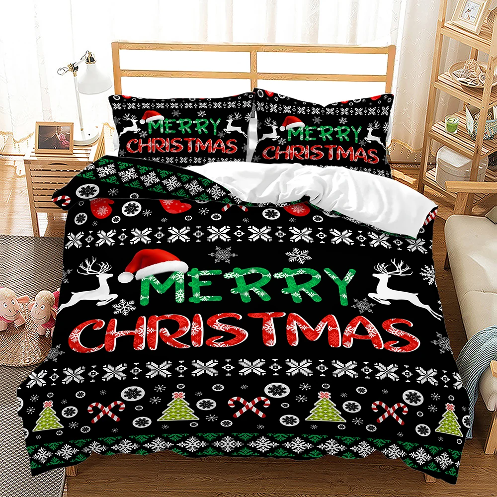 

Christmas Duvet Cover Set Bedding Set Christmas Quilt Set Polyester Pillowcase Double Queen King Bedding Set Luxury Bed Set