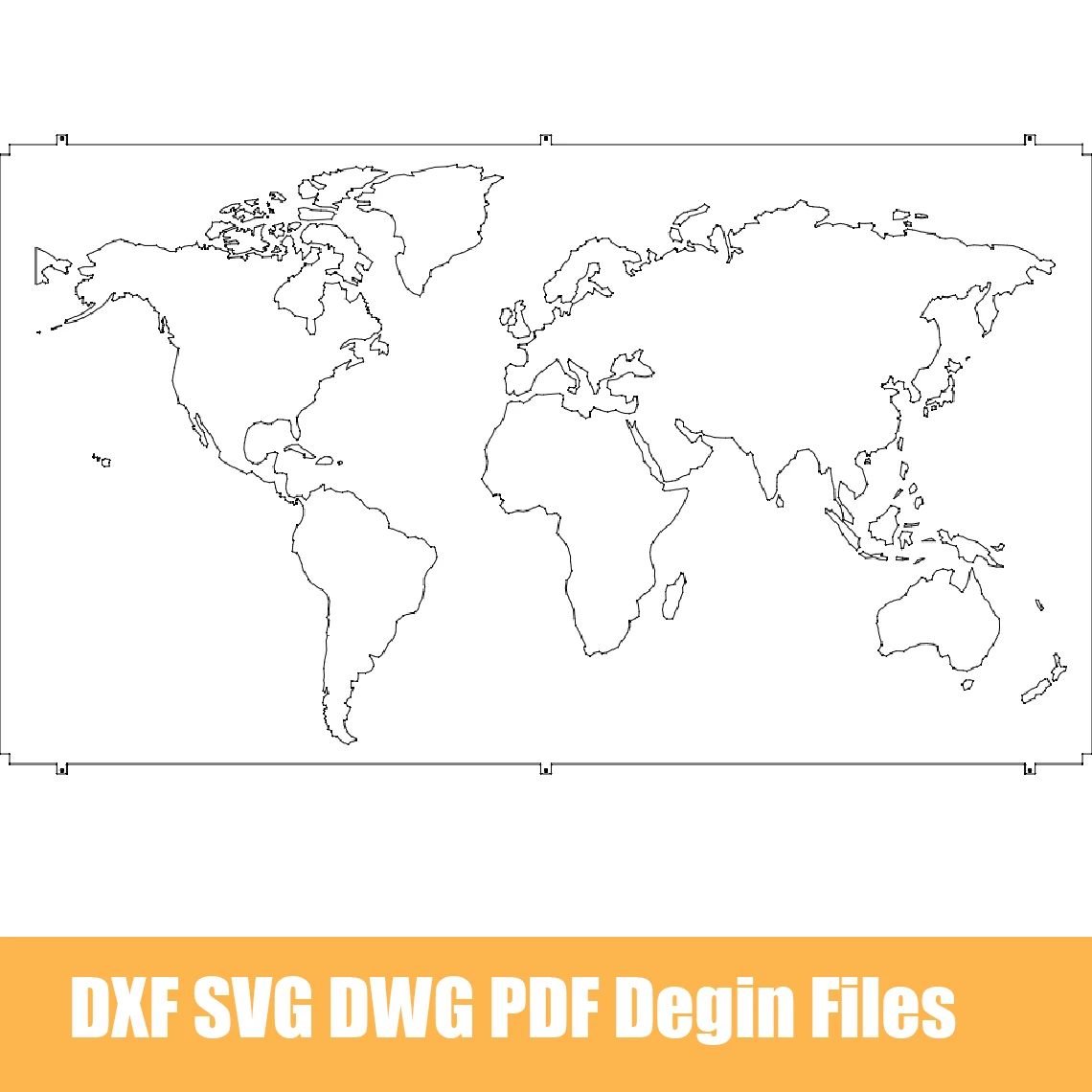 

World Map Panel Laser Cut DXF SVG DWG PDF Vector Files Home Wall Décor for CNC Engraving and Laser Cut