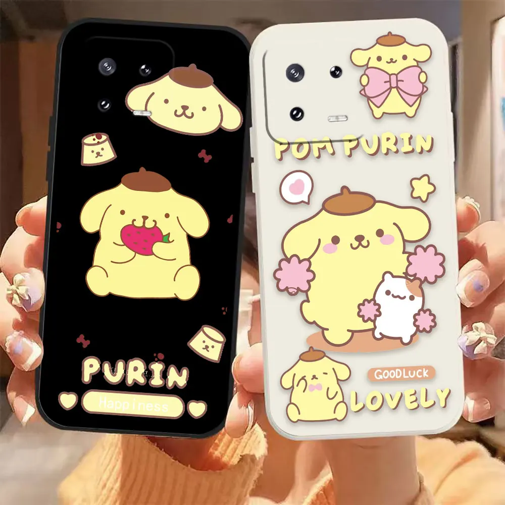 

Cartoon PomPomPurin Phone Case For Xiaomi 13 12 12S 11 11T 10 10S 9 9SE 8 8SE Pro Ultra Lite Colour Liquid Case Funda Shell Capa