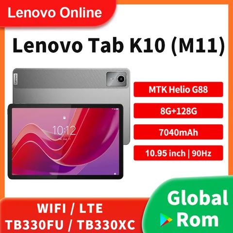 Оригинальный Lenovo Zhaoyang Tab K10 (M11) 10,95, 90 Гц, дисплей MediaTek Helio G88, 7040 мАч, аккумулятор, Wi-Fi, LTE, 10 Вт, зарядное устройство, Android
