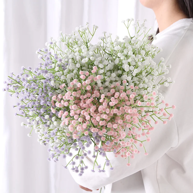 

3/6Pcs Gypsophila Artificial Flower White Pink Blue Baby Breath Plastic Bouquet For Home Decorative DIY Wedding Party Decoration