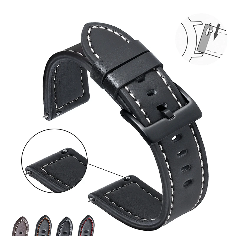 

Soft Sport Leather Watch Band for Huawei Quick Release Waterproof Vintage Leather Strap 20 22mm For Men Watch Accessories