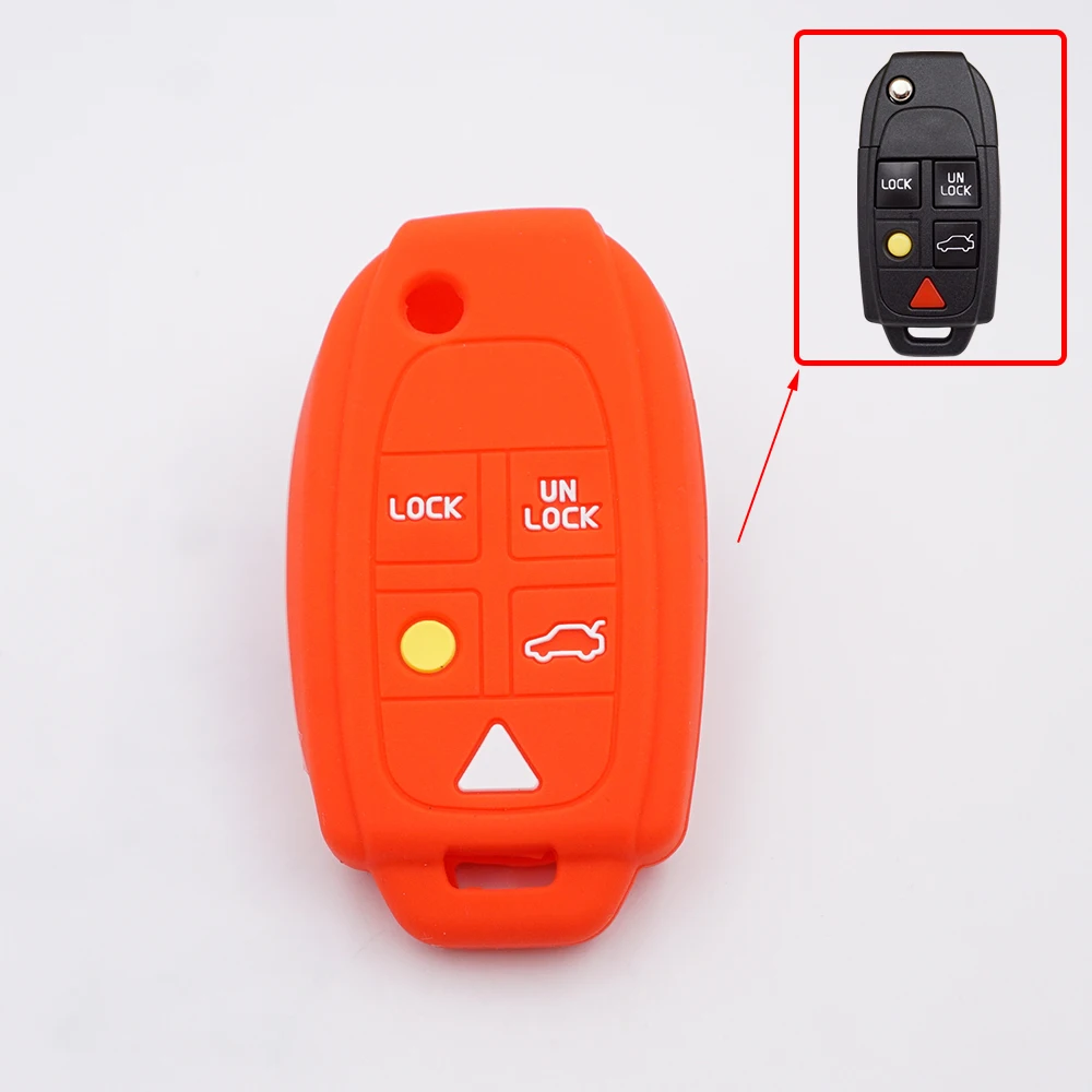 

Xinyuexin силиконовый чехол для ключей от машины для Volvo XC90 S80 XC70 S60 V70 Обложка Брелок дистанционного управления защитный чехол 5 кнопок