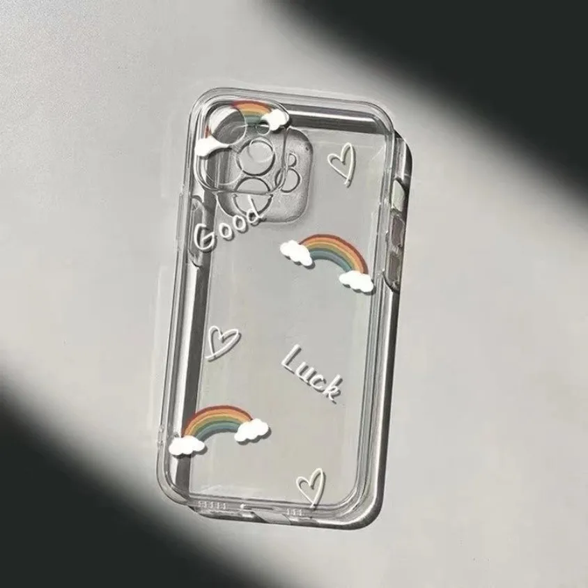 

Lucky Rainbow Refreshing Transparent Case for iPhone 11 12 13 Pro Max 8 7 Plus Xr Xs Max X SE 2020 12 Mini Soft Back Cover Capa