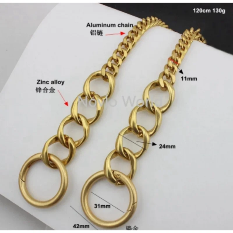 

30-130cm Aluminum Bag Chain Roller Metal Thick Light Weight Chain for Hand Shoulder Bags Long Strap Replace Diagonal Package