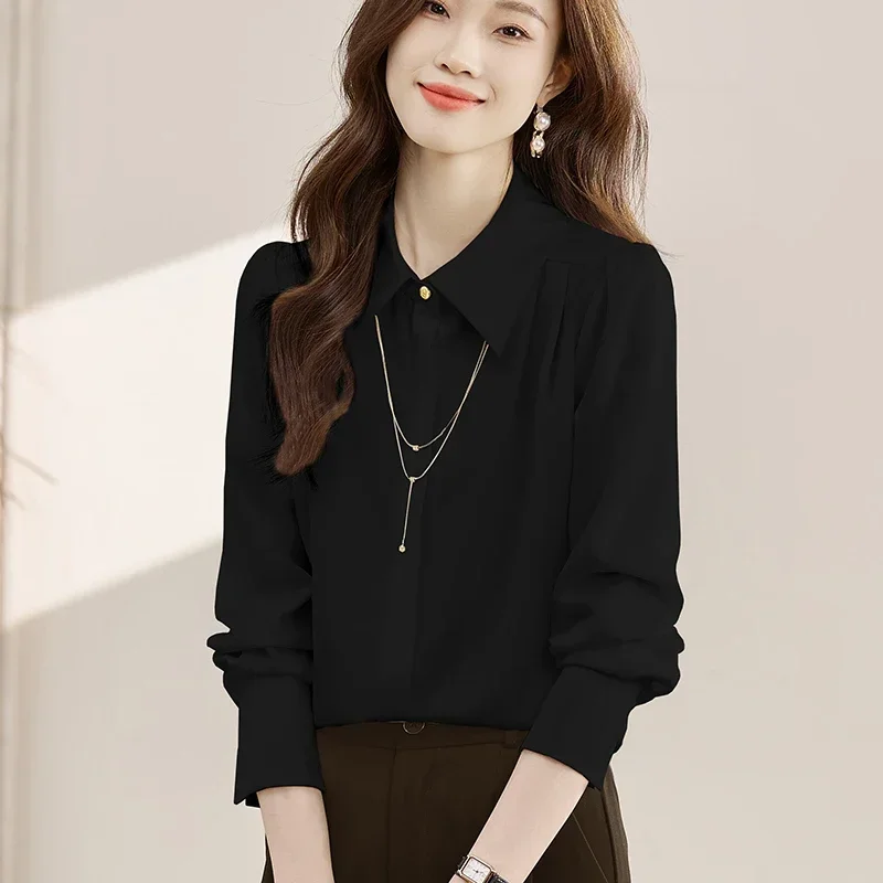 Женская Офисная рубашка с отложным воротником модная женская блузка женские