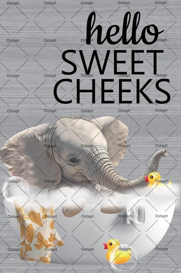 Elephnt Bhtroom Wll rt Cute n Bhtub Sgns Hello Sweet Bthroom Sgn nml Bth Decor Plyng Wter Crock For Bthr