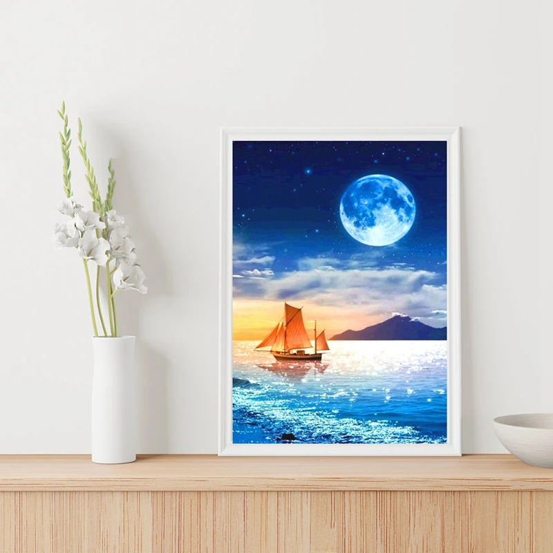 DIY Diamond Painting Art Wall Decoration Home Office Sailboat At Sea
