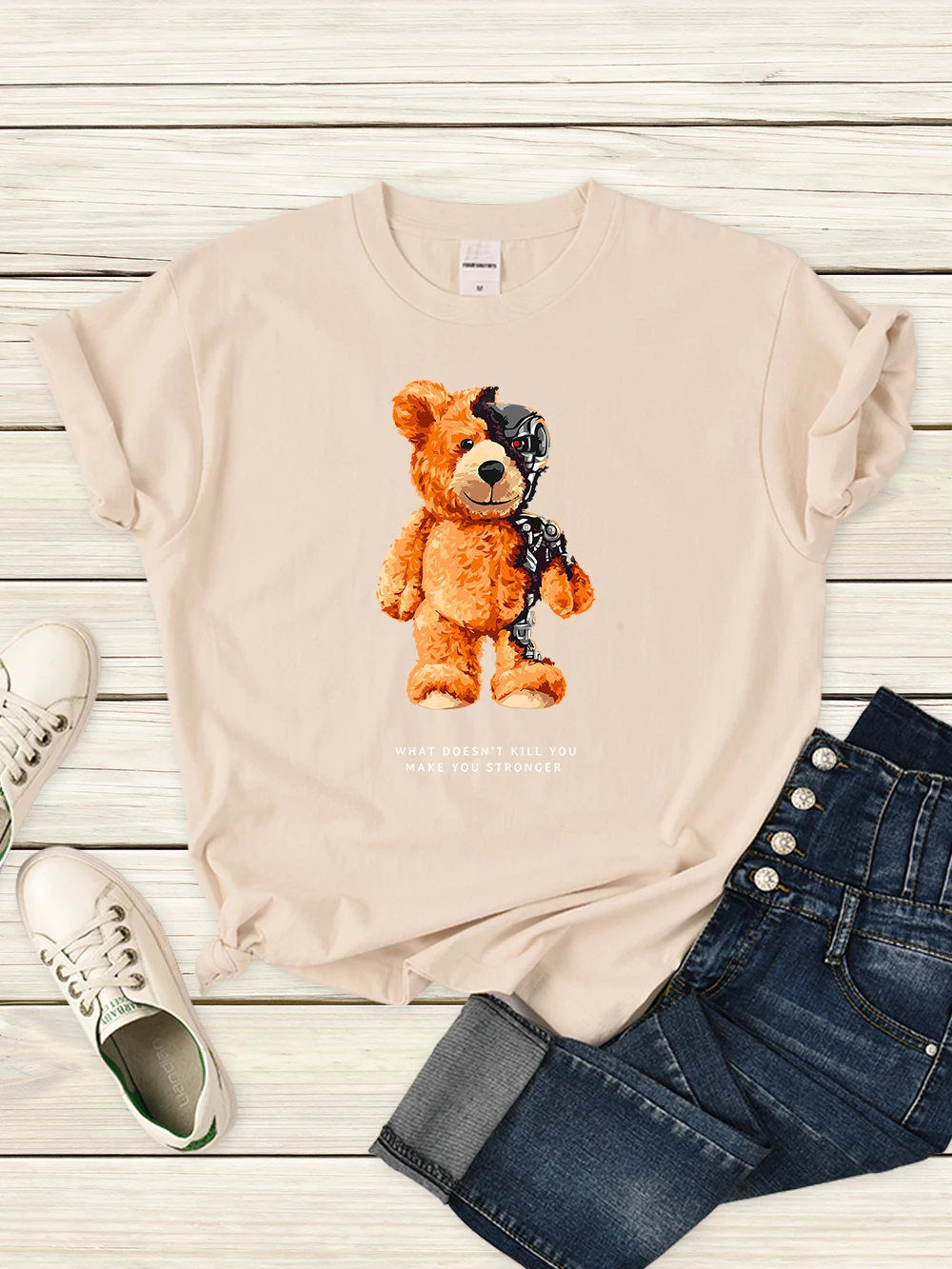 

Мишка Тедди покажет вам, как я на самом деле выгляжу, женская футболка, Милая футболка в стиле хип-хоп, повседневная одежда, мягкая футболка с круглым вырезом и коротким рукавом