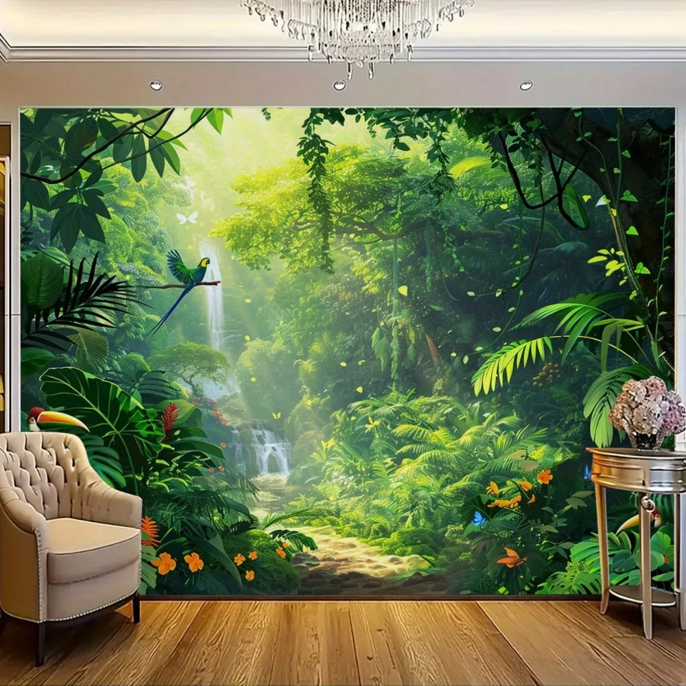 Зеленый оазис Приключения джунглей баннер на фоне из полиэстера без