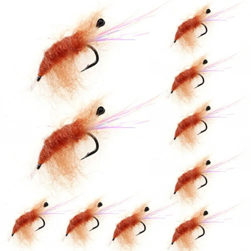 

10Pcs Fishing Flies Trout Flies Fly with Sharp Hook Universal Freshwater Saltwater Fishing Lure Bait Artificial Shrimp Fly Bait