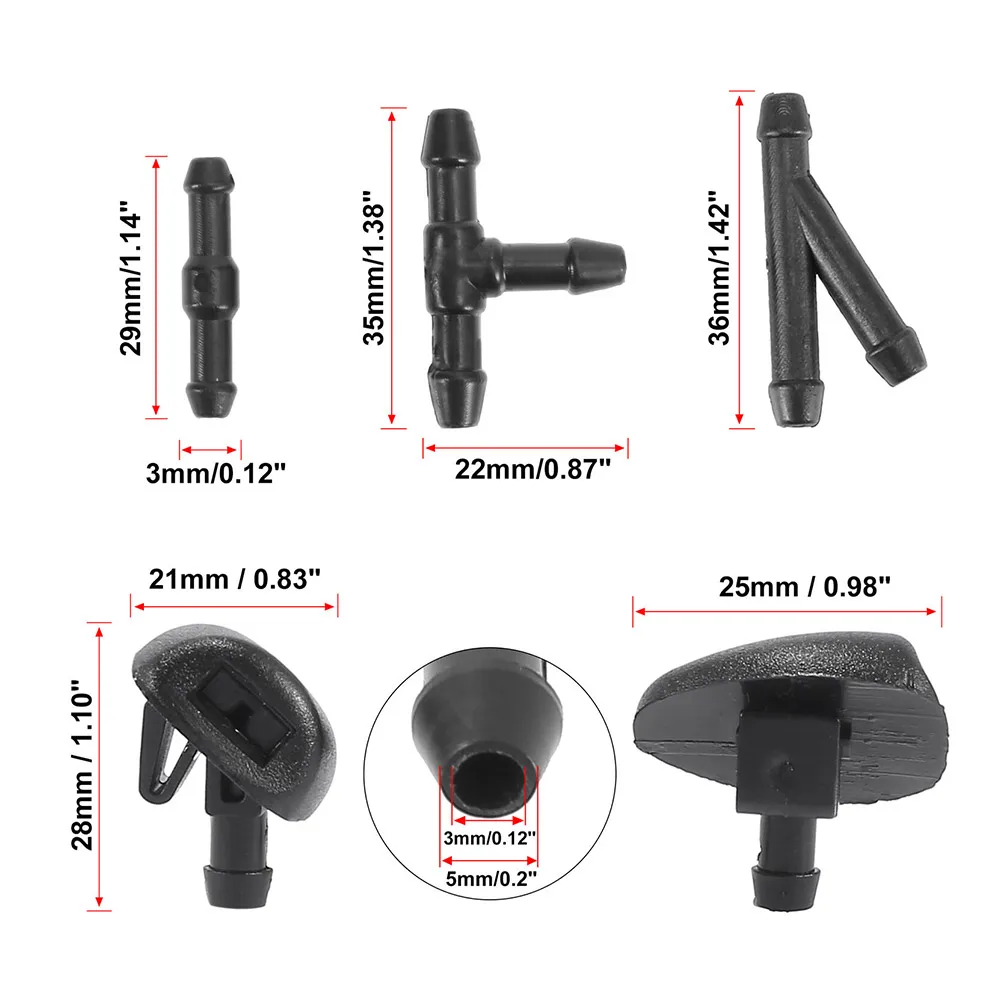 

Windshield Washer Nozzle Hose Tube Pipe W/ Connector T/I/Y Straight For C2 MK1 C3 C5 MK2 Windshield Wiper Tube Windshield Washer