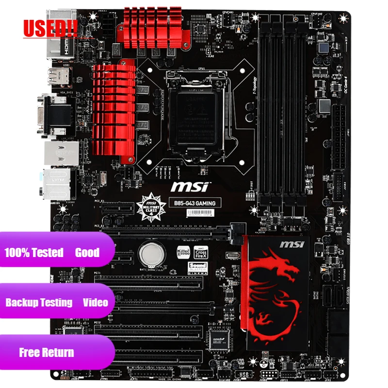 

Used MSI B85-G43 Gaming LGA 1150 With Intel B85 HDMI SATA 6Gb/s USB 3.0 ATX Motherboard