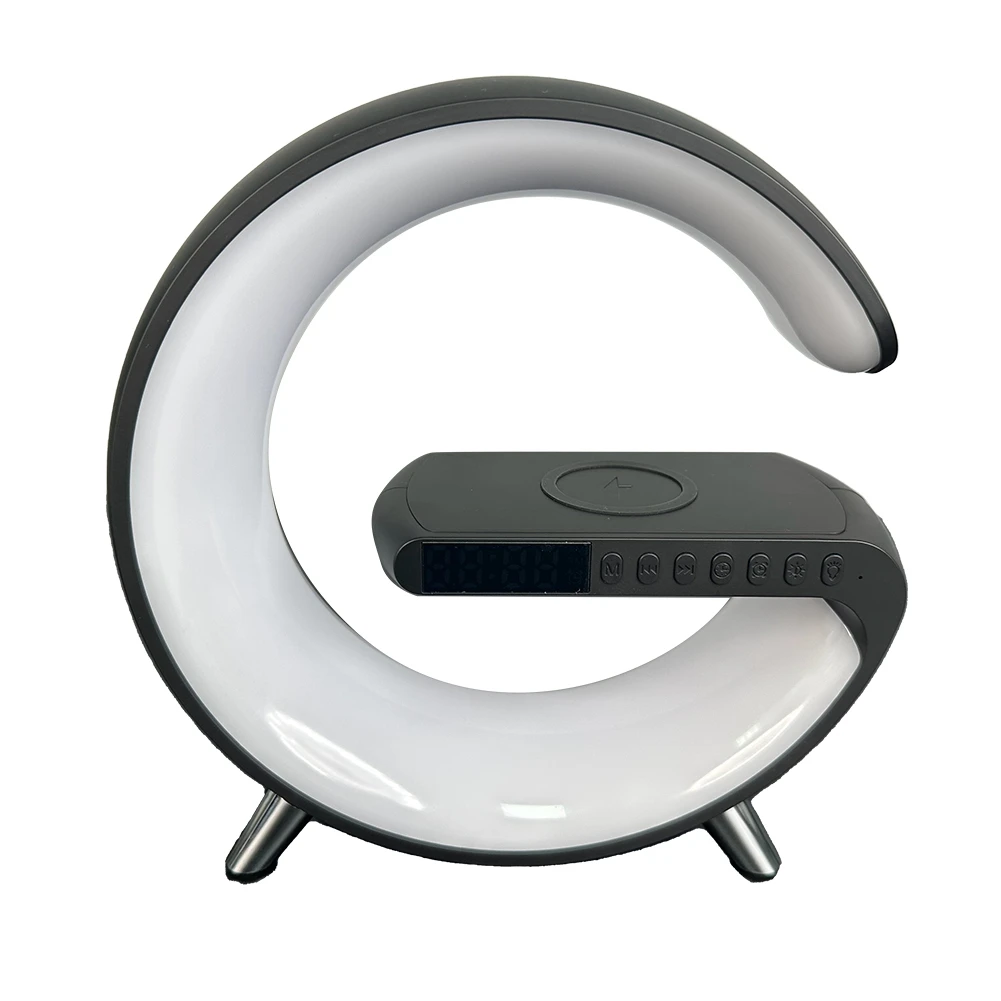 

15W LED Atmosphere RGB Wireless Charger Alarm Clock Desk Lamp Bluetooth Speaker with APP Control for EU Plug B