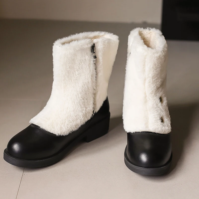 Женские зимние ботинки ручной работы Mstyle на массивном каблуке с боковой молнией