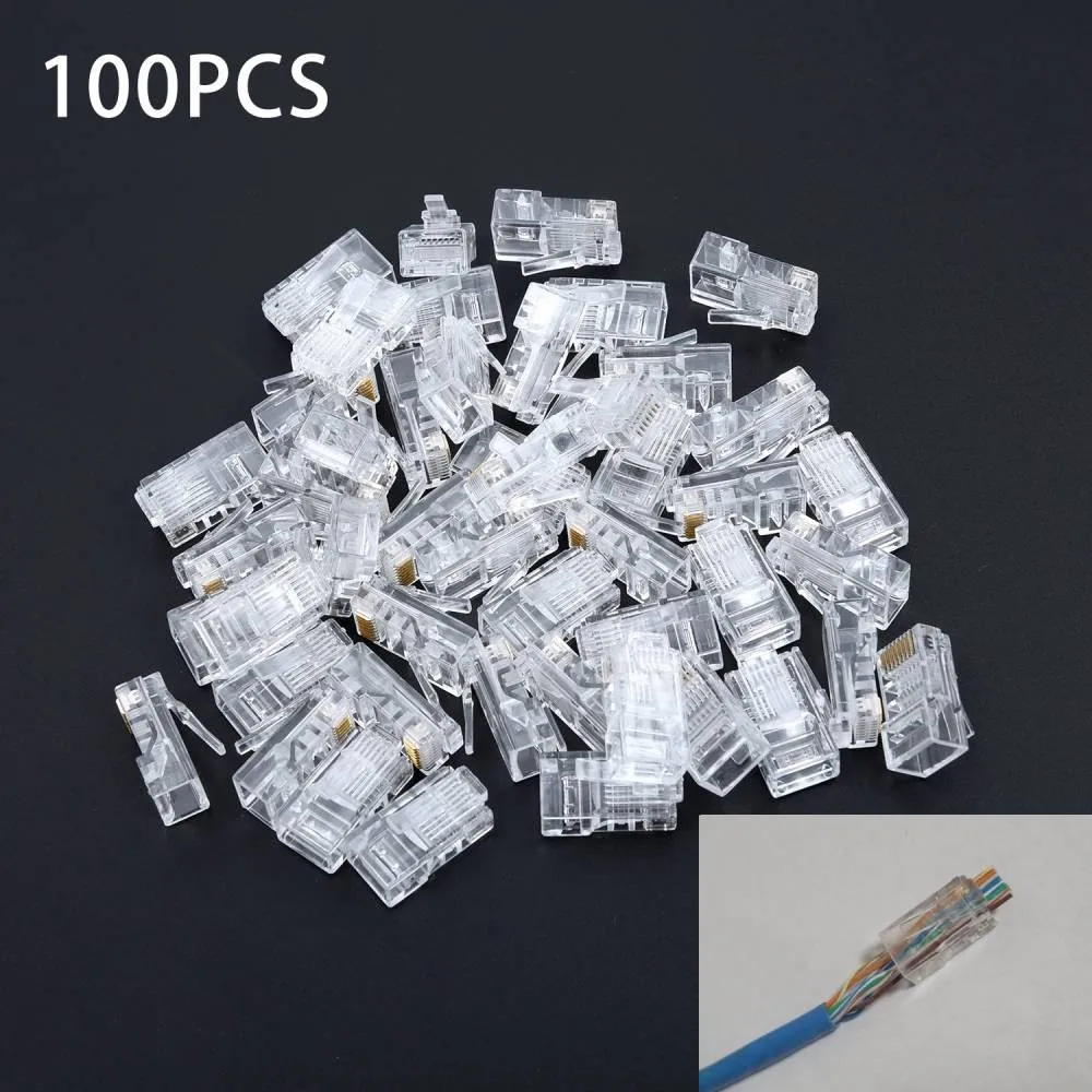 50/100PCS CAT6 RJ45 Network Cable RJ45 Connector Plug Connector Modular Connector End Rj45 Pass Through CAT6 Network Connector
