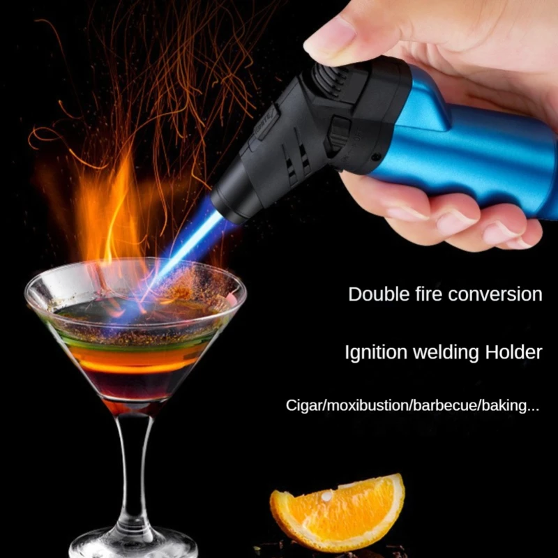 Welding Torch Gun Butane Inflation Double Fire Lighter Portable Cigar Candle Kitchen Gas Stove Windproof Gadgets Free Shipping