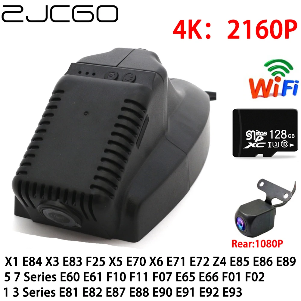 ZJCGO-Cámara de salpicadero DVR para coche, videocámara frontal y trasera con Wifi, 2 lentes 4K, 24h de aparcamiento, para BMW X1, E84, X3, E83, F25, X5, E70, X6, E71, E72, Z4, E85, E86, E89
