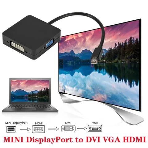 Адаптер для порта дисплея BGGQGG 3 в 1 Thunderbolt 4K Mini