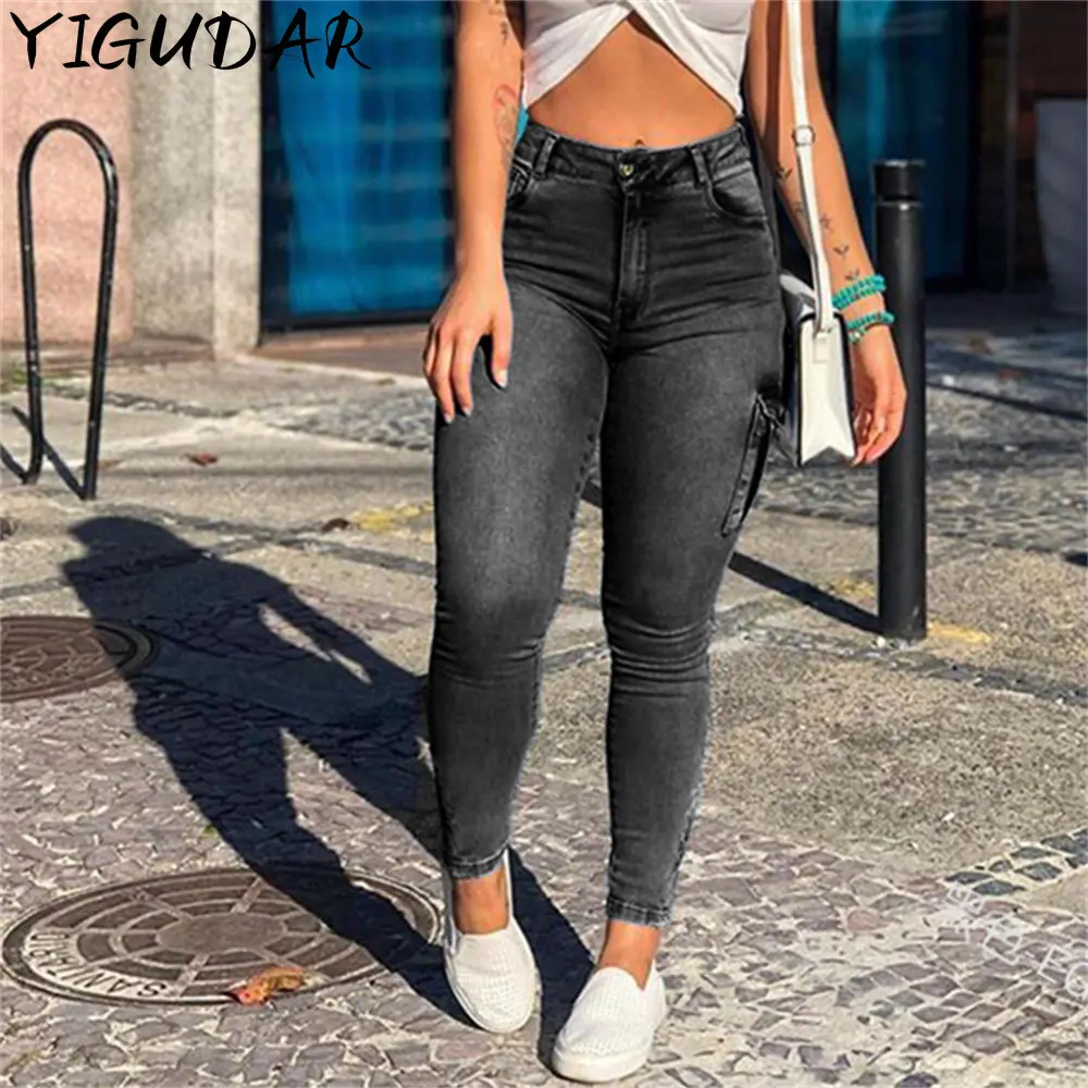 

Брюки-карандаш женские джинсовые на молнии, с карманами