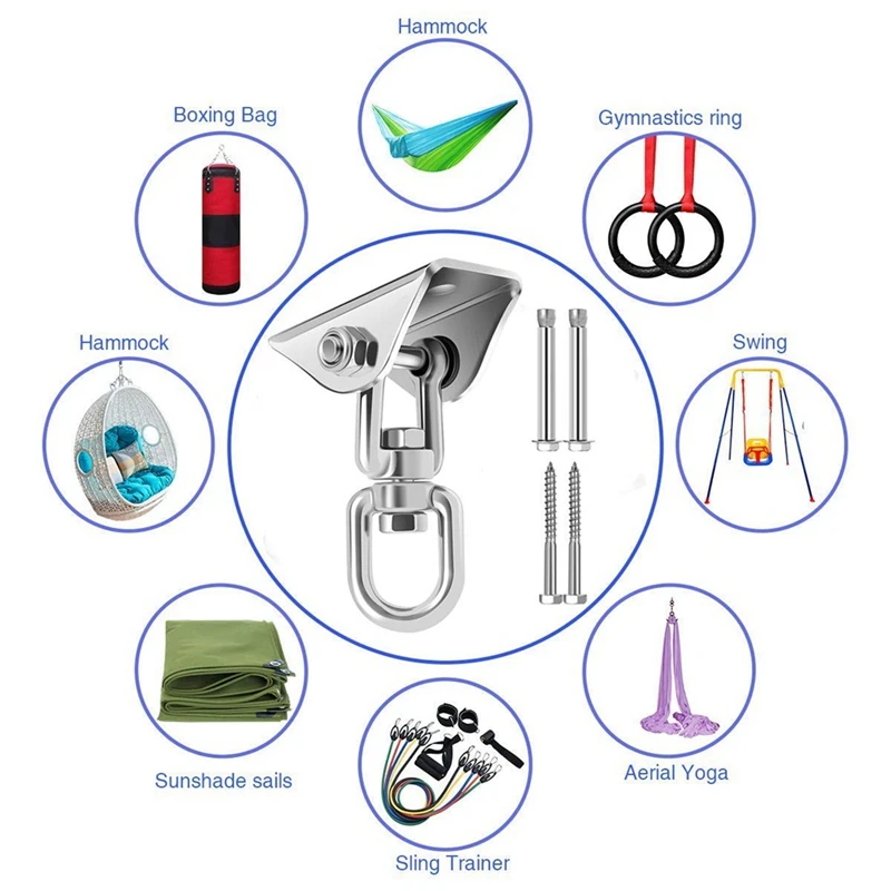 

Hammock Chair Hanging Hardware Kit With Chain And Spring,Porch Swing Hanger,360 Swivel Ceiling Hook For Punching Bag,Gym