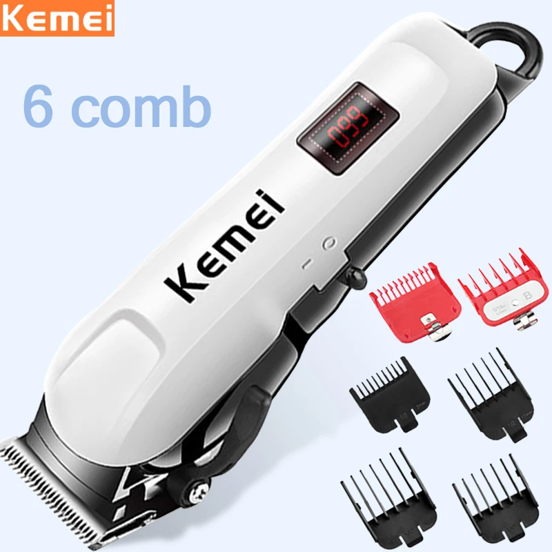 

Профессиональная машинка для стрижки волос Kemei Мужская Беспроводная перезаряжаемая машинка для стрижки бороды машинка для бритья